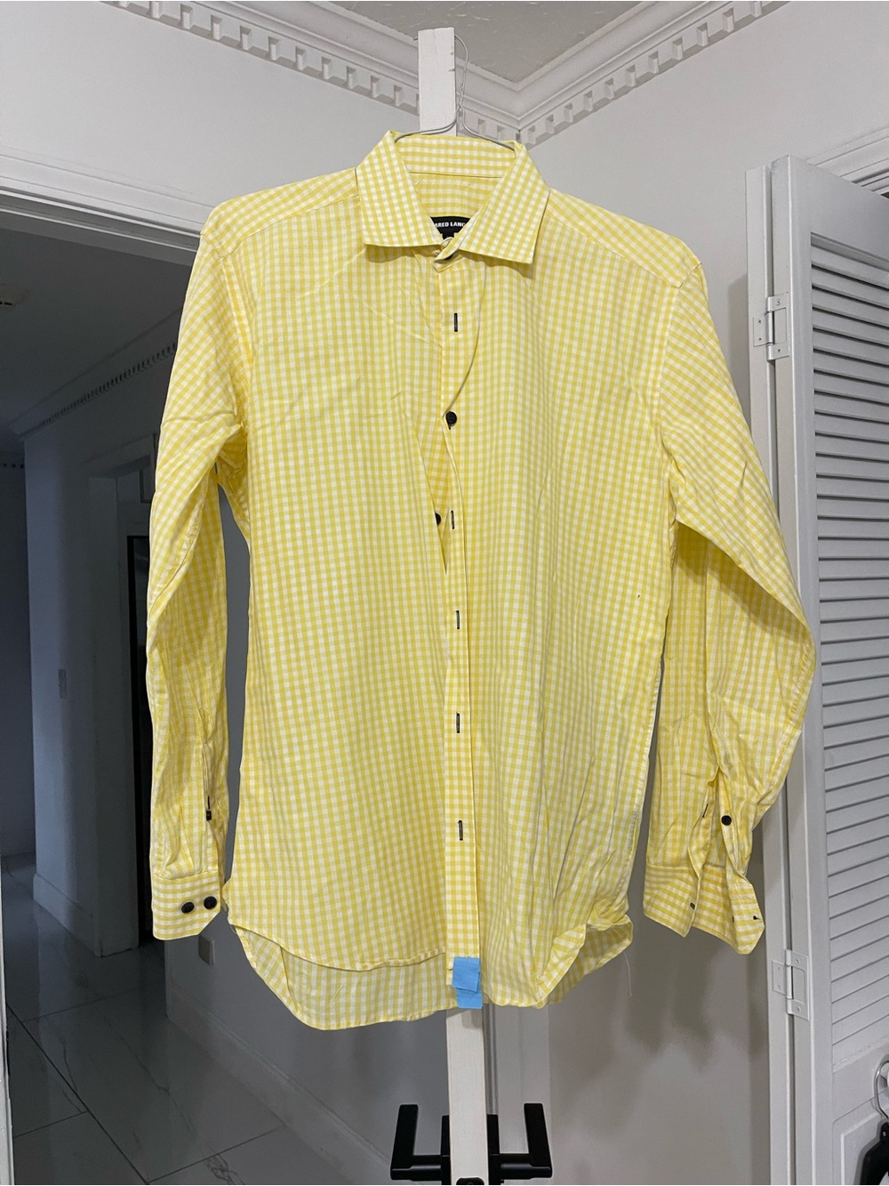Jared Lang Yellow Gingham Dress Shirt
